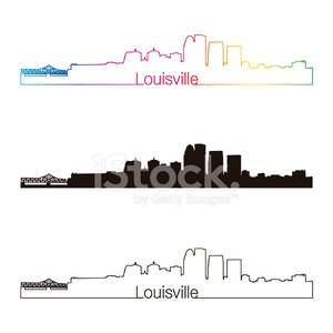 300x300 Louisville Skyline Linear Style With Rainbow Stock Vectors