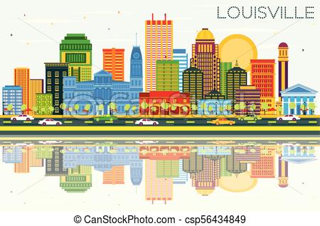 450x318 Louisville Kentucky Usa City Skyline With Color Buildings, Blue