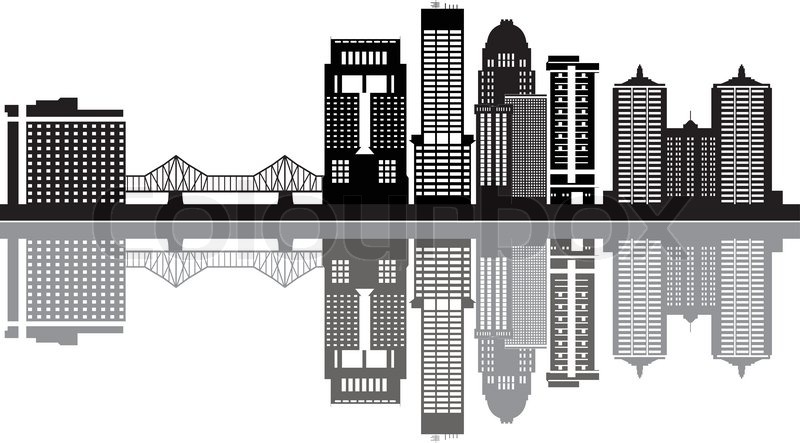800x443 Louisville Skyline With Buildings In Black And White Stock
