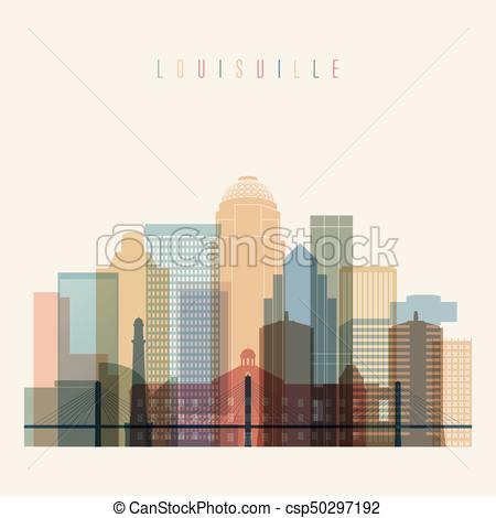 450x470 Louisville State Kentucky, Skyline Detailed Silhouette