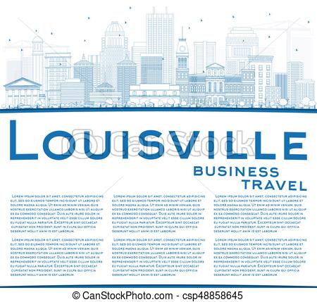 450x429 Outline Louisville Skyline With Blue Buildings And Copy Space