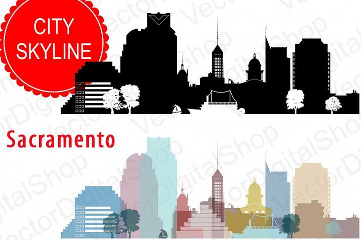 720x480 Sactamento Vector, California Skyline Usa City, Svg, Jpg, Png, Dwg