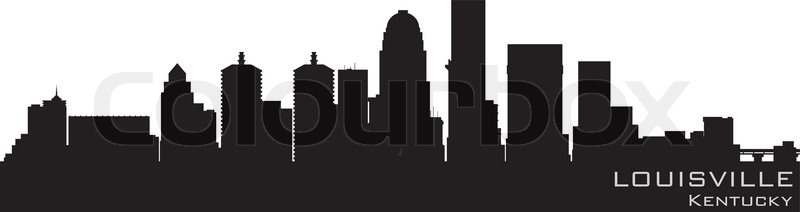 800x212 Louisville, Kentucky Skyline Detailed Vector Silhouette Stock
