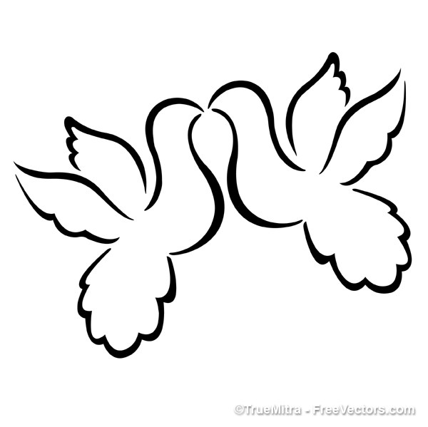 600x599 Download Free Love Birds Vector Illustration