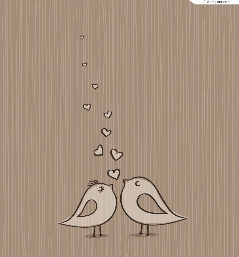 800x859 4 Designer Retro Love Birds Vector Material