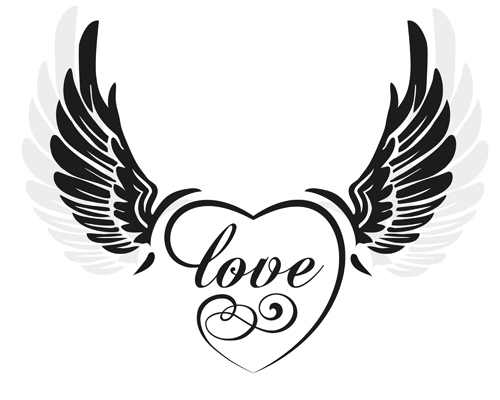 500x400 Love Wings With Heart Vector Material 01 Free Download
