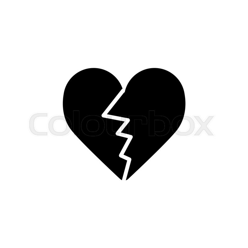 800x800 Cracked Heart Vector Icon. Black And White Love Illustration