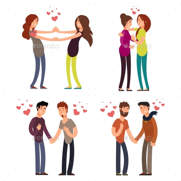 590x590 Cartoon Character Lgbt Couple In Love Vector By Microvone