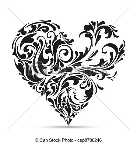 450x470 Abstract Floral Heart. Love Concept.