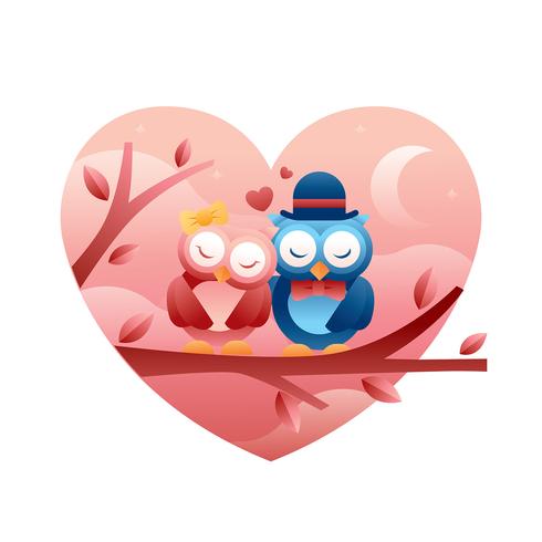 490x490 Owl In Love Vector