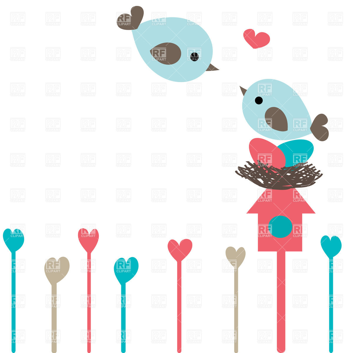 1200x1200 Two Cute Birds Deep In Love Vector Image Vector Artwork Of