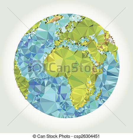 450x470 Earth World Map. Low Poly Vector Clipart Vector