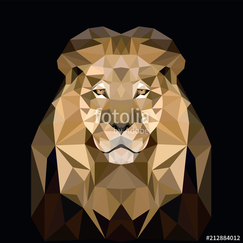 500x500 Low Poly Vector Lion Illustration. Modern Geometric Graphics