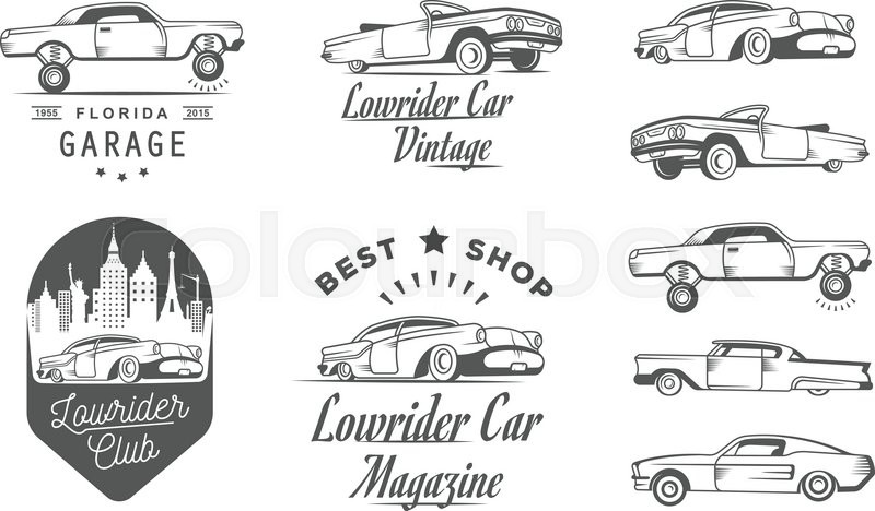 800x468 Set Vintage Lowrider Logo, Badge, Sign, Emblems, Sticers And