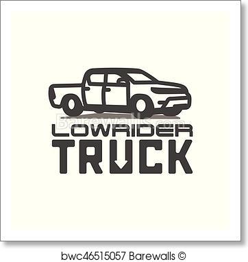 362x382 Art Print Of Pickup Truck Lowrider Logo Template Vector