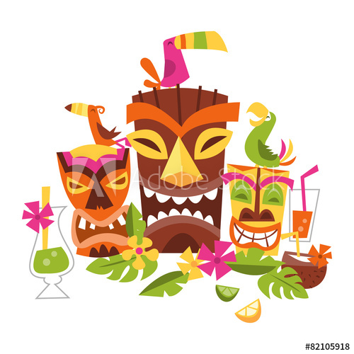 500x500 Vector Illustration Of Hawaiian Luau Party