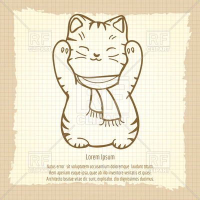 400x400 Cute Lucky Cat Outline Vector Image Vector Artwork Of Plants And