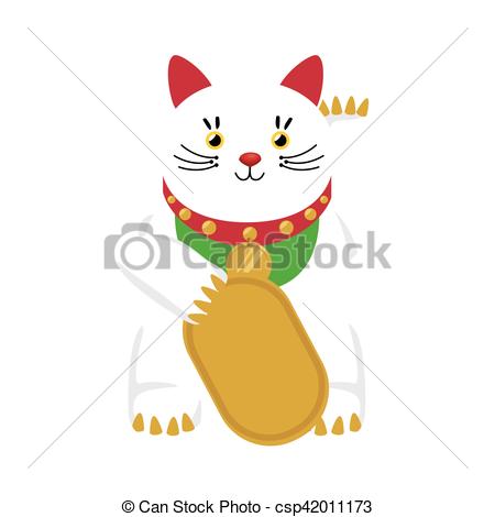 450x470 Lucky Cat Hold Coin Japan Icon Vector Illustration Eps 10.
