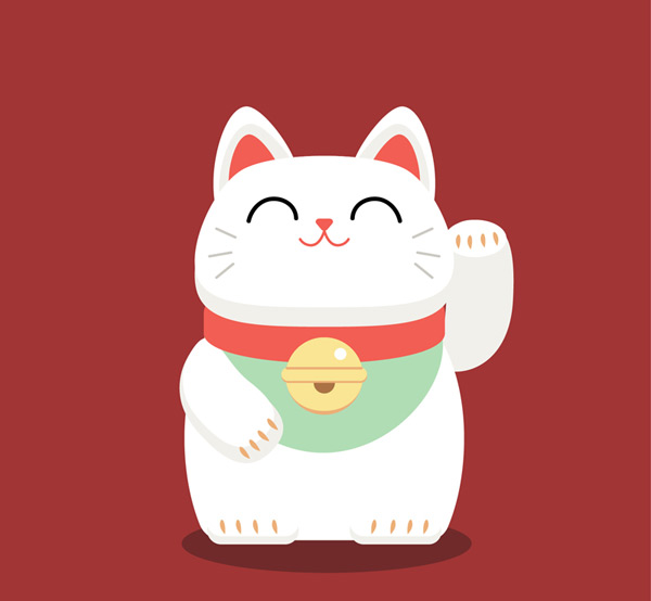 600x554 Waving Lucky Cat Vector Ai Free Download