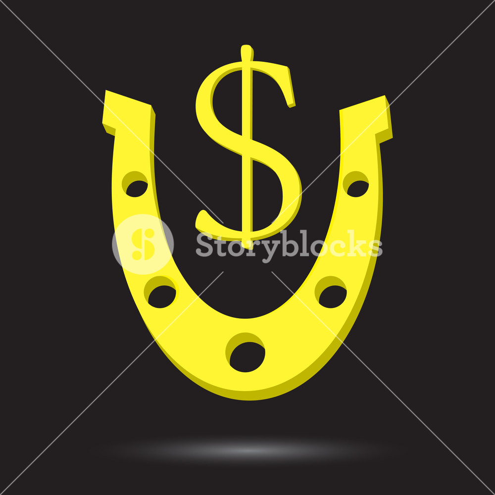 1000x1000 Golden Horseshoe With Symbol Gold Dollar. Horseshoe And Horseshoe