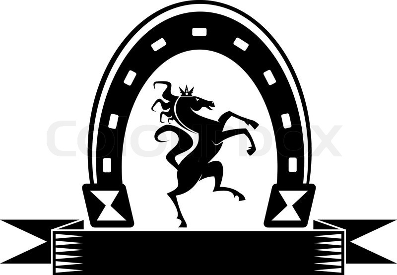 800x554 Horseshoe Lucky Symbol With Horse Isolated On White Stock Vector