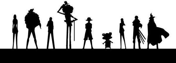 600x217 One Piece Character Silhouettes Vector Free Vector In Adobe