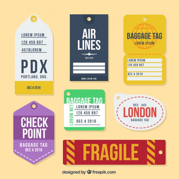 626x626 Collection Of Flat Luggage Tag In Different Designs Vector Free