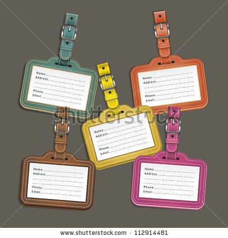 450x470 Leather Luggage Tags Labels. Vector Illustration