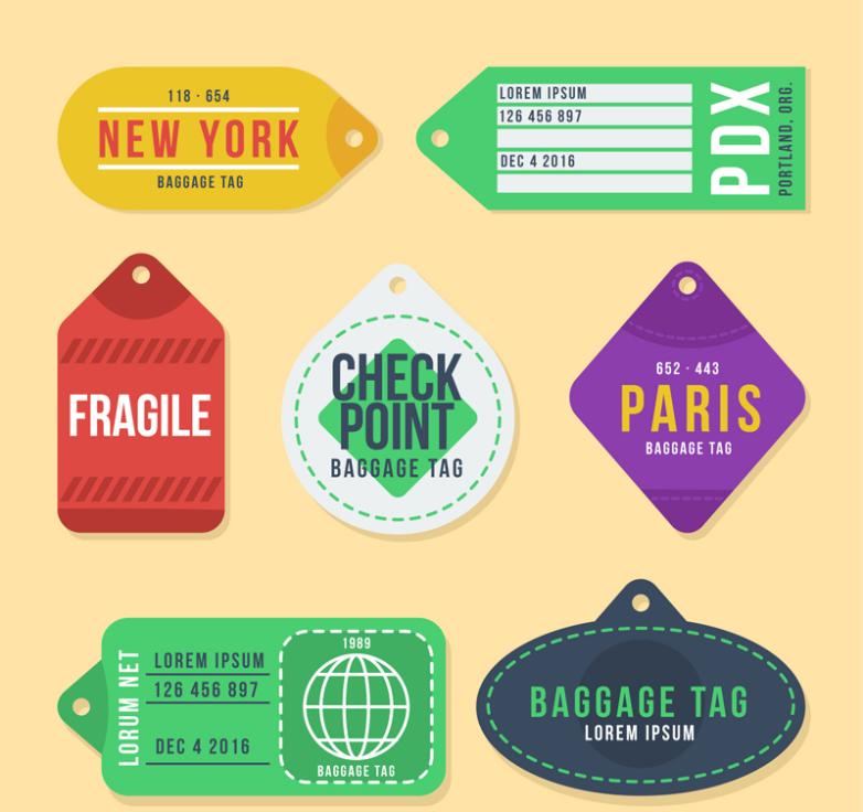 782x736 7 Colour Plane Luggage Tag Vector Free Vector Graphic Download