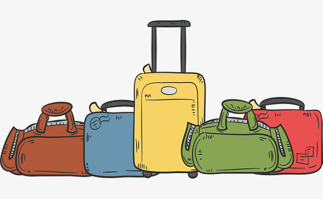 650x400 Hand Painted Colored Luggage, Vector Png, Graduation Trip, Hand