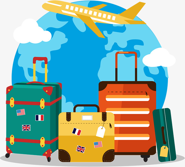 650x587 Travel With Luggage, Vector Material, Trunk, Yellow Plane Png And
