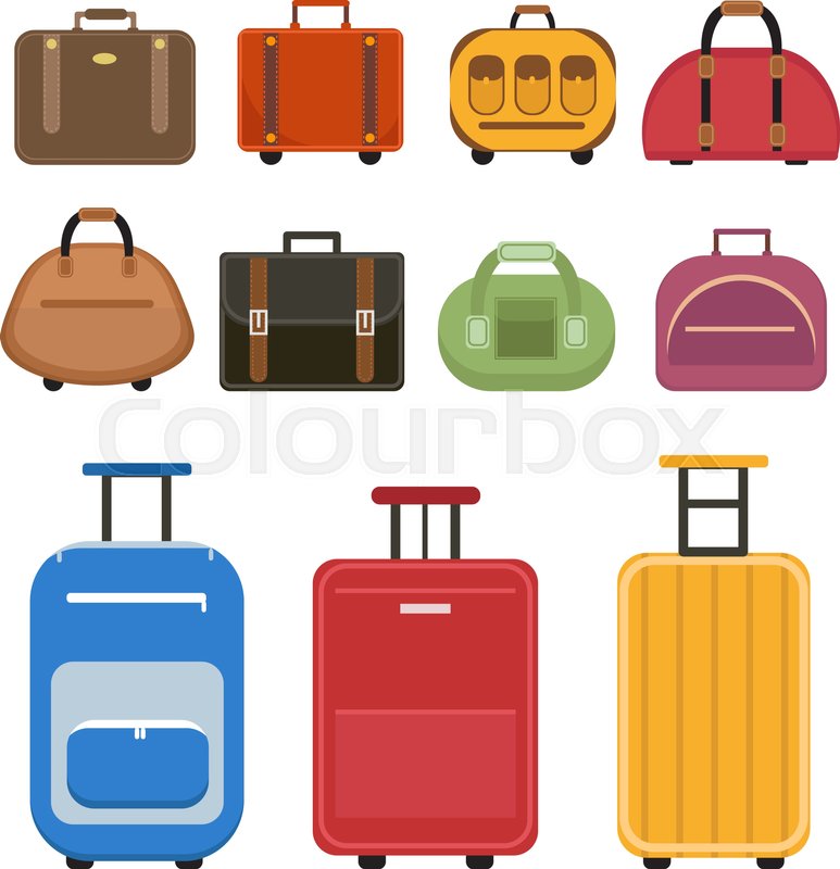 773x800 Travel Bags Icon Set, Flat Style. Luggage Travel Bags Set Isolated