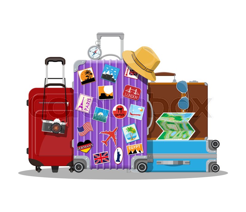 800x689 Vintage And Modern Travel Bag. Plastic Case With Wheels. Hat