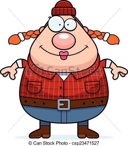 412x470 Smiling Cartoon Lumberjack. A Cartoon Illustration Of A Woman