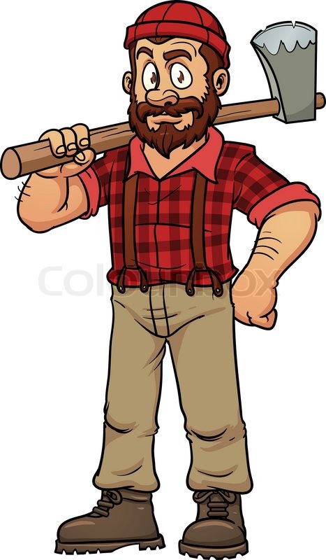 467x800 Cartoon Lumberjack Holding An Axe. Vector Illustration With Simple