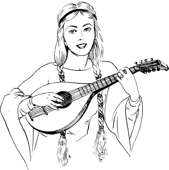 594x596 Woman Playing Lute Clip Art Free Vector In Open Office Drawing Svg
