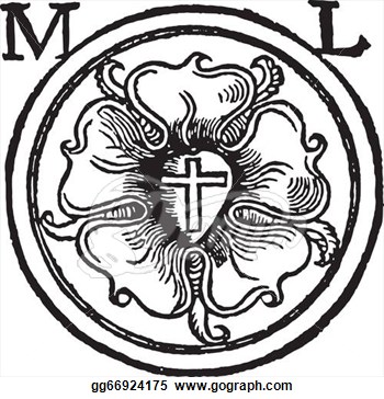 350x364 Line Art Rose With Cross Clipart