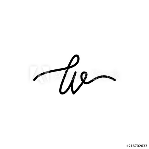 500x500 Lv Signature Initial Letter Logo Vector Monoline Line