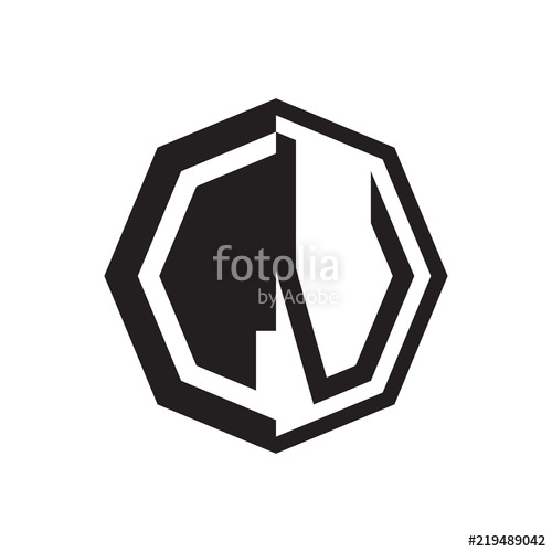 500x500 Two Letter Lv Octagon Negative Space Logo Stock Image And Royalty