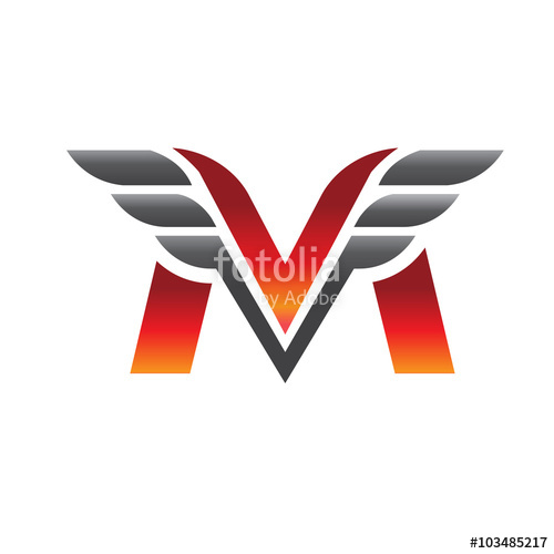 500x500 Letter M V With Wing Logo Vector Stock Image And Royalty Free