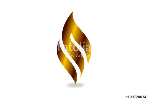 500x340 I N Or M Vector Logo Design, 3d Gold Fire Shape. Business