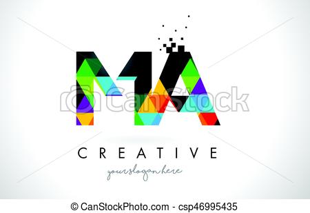 450x309 Ma M A Letter Logo With Colorful Triangles Texture Design Vector