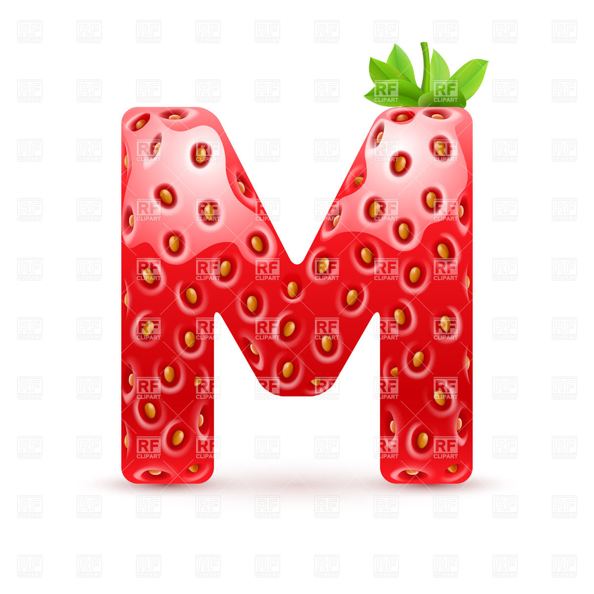 1200x1200 Strawberry Style Font, Letter M Vector Image Vector Artwork Of