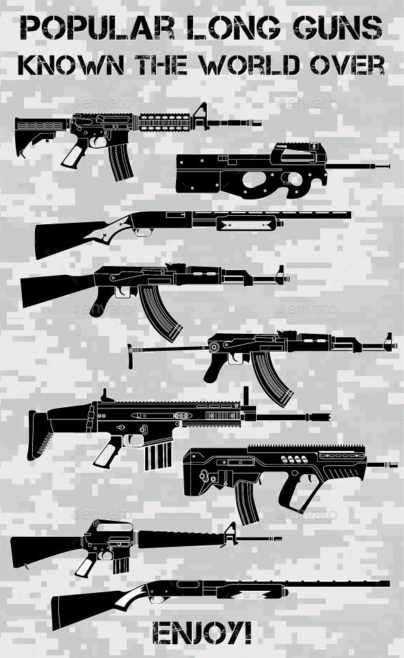 590x960 Popular Long Guns Vector Pack! Included M4, M16, Ak47, Ak47
