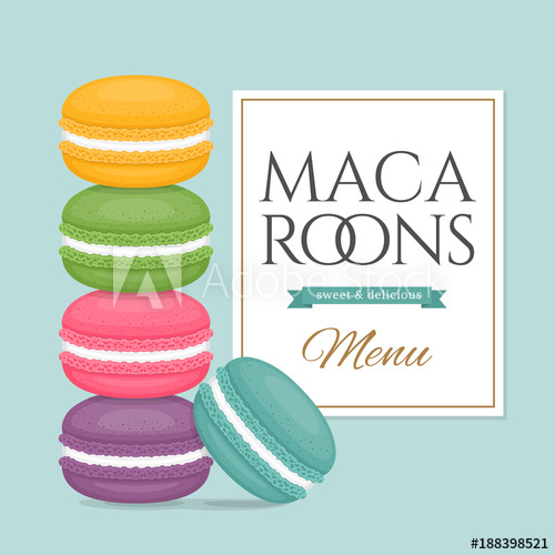 500x500 Stack Of Colorful Macaroons. Different Cake Macaron. Flat Style