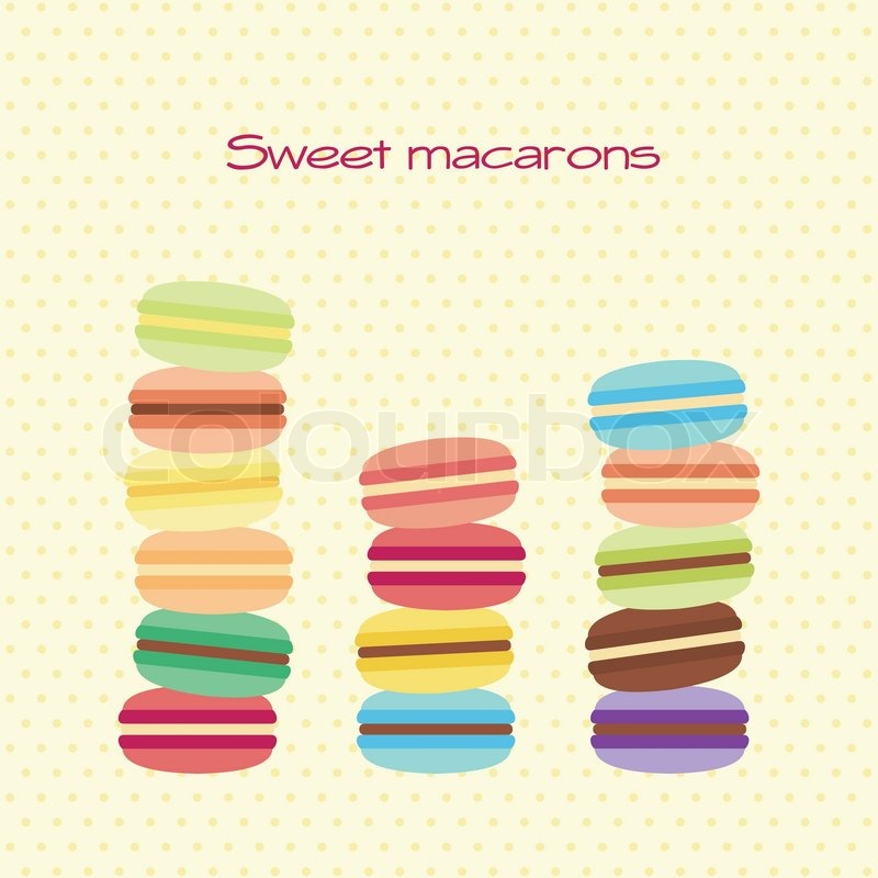 800x800 Vector Greeting Card With A Lot Of Sweet Macarons Stock Vector