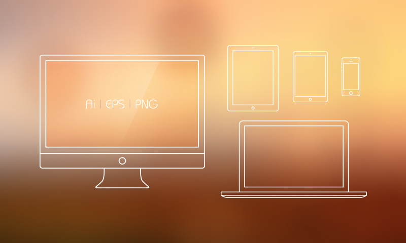 800x480 Free Apple Devices Outline Vector Mockups