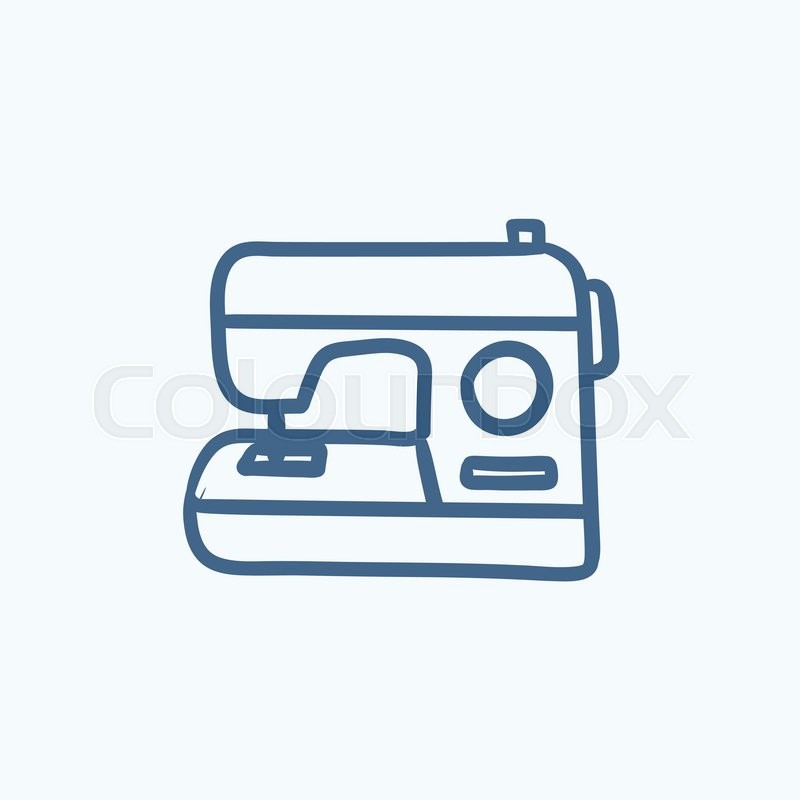 800x800 Sewing Machine Vector Sketch Icon Isolated On Background. Hand