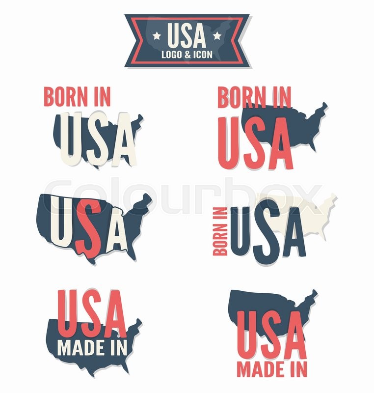 762x800 Set Of Made In The Usa And Born In The Usa Vector Logo Stock