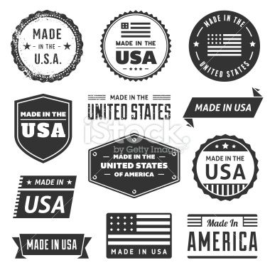 380x380 Set Of Made In The Usa Labels. Background Shows Through The White